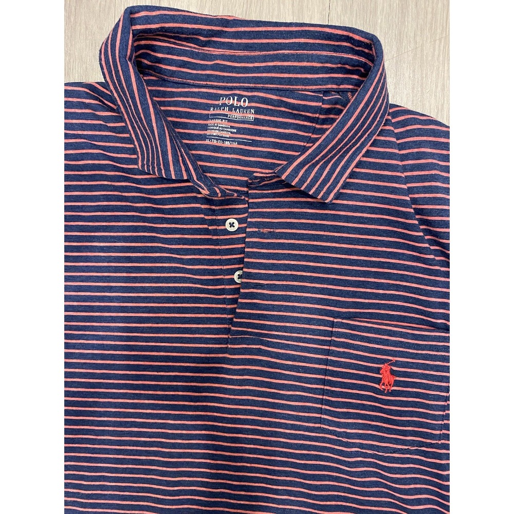 Polo Ralph Lauren Performance Golf Polo Shirt Pink Striped Size XL Soft *Flaws*